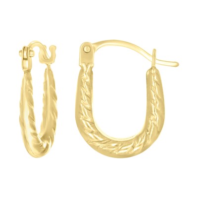 Modische Damen-Creolen 14 kt Gelbgold gemustert U-Form