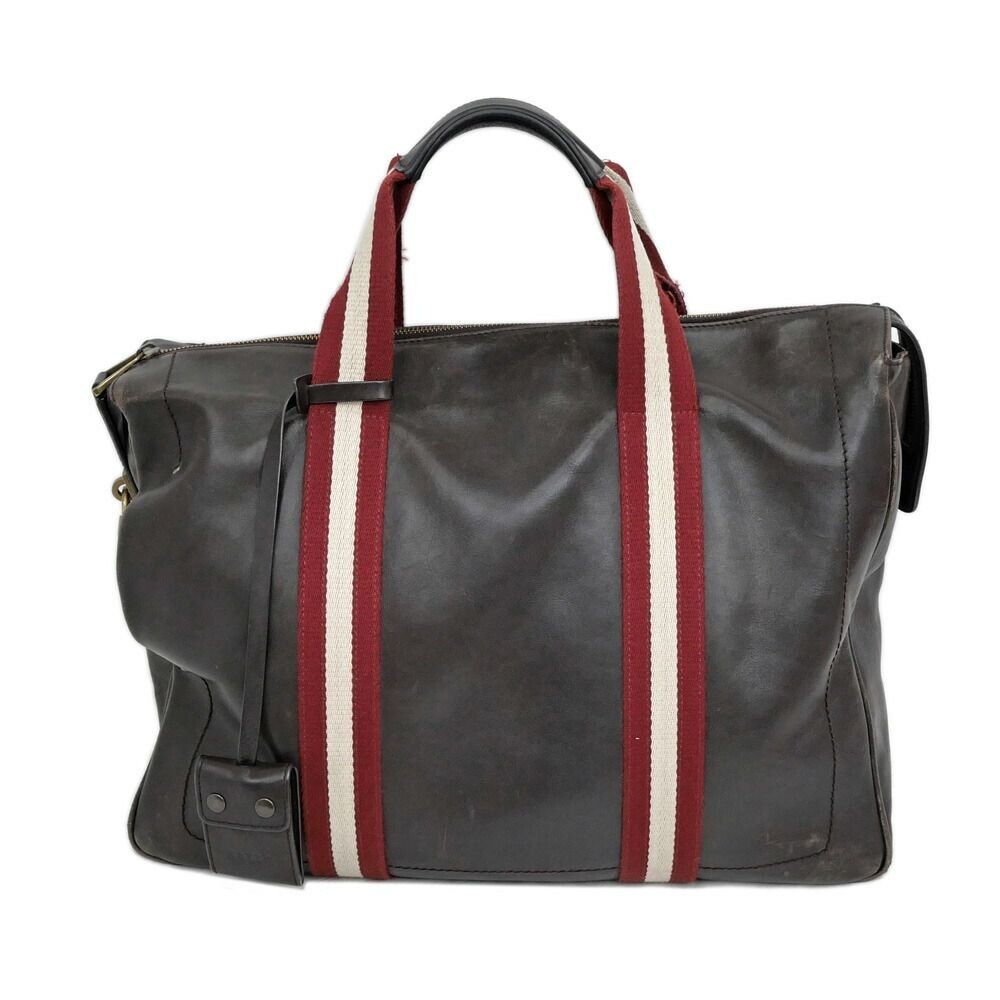 Bally TAJEST MD Brown Leather Gold Hardware Men's Business Tote Bag Authentic