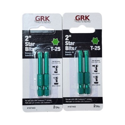 GRK Fasteners 2'' Star T-25 Driver Bits for GRK Screws - 2 Pack (4 Total Bits)