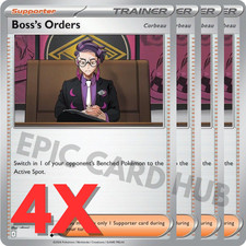 4x Bosss Orders Corbeau X4 - Asc - 183217 - Uncommon - Pokemon Tcg Playset 4x Bosss Orders Corbeau X4 - Asc - 183217 - Uncommon - Pokemon Tcg Playset