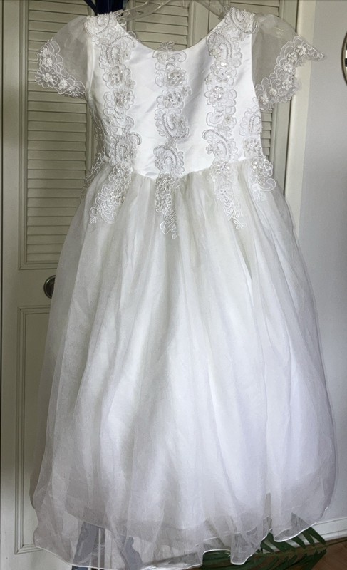 Us Angels Girls' White Flower Girl Dress Size 8 White Birthday Girl