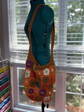 Urban Outfitters Crochet Granny Square Shoulder Bag Boho Floral Cotton