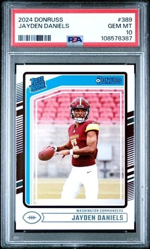 Jayden Daniels Commanders 2024 Donruss Rated Rookie Card #389 PSA 10 Gem Mint