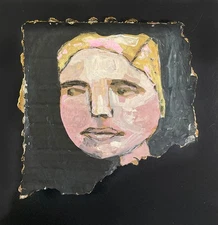 Original Portrait Painting Naive Folk Art Expressive Woman Wall Art Miz Katie