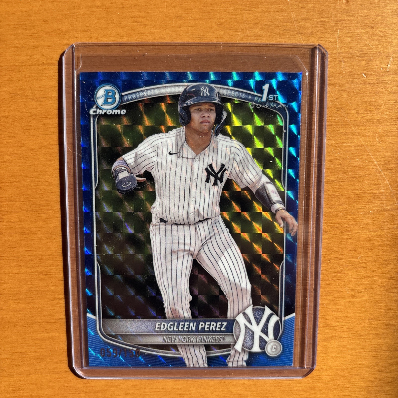 2025 Bowman Edgleen Perez Chrome Blue Geometric Refractor 1st # 059/150