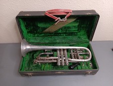 Vintage C.G Conn New Wonder Silver Plated Cornet With Original Case