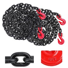 2 Pack G80 Trailer Safety Chain 3/8" X 10 feet, Heavy Duty 3/8" Tow Chain wit...