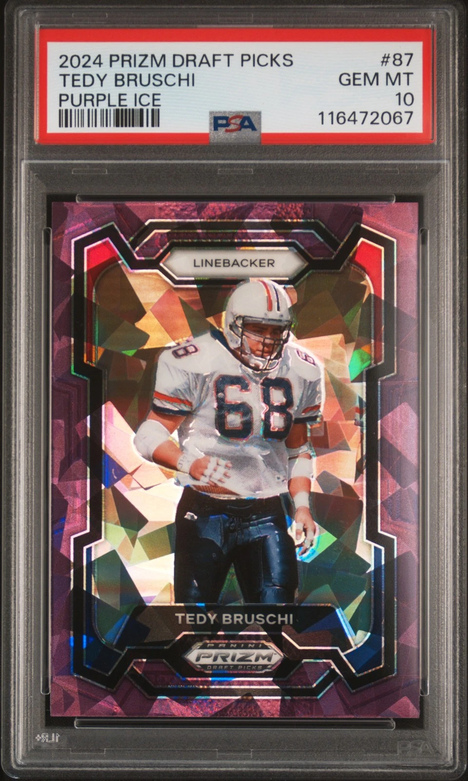 Tedy Bruschi 2024 Panini Prizm Draft Picks #87 Purple Ice /149 PSA10 GEM MT