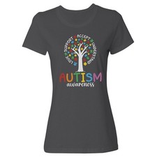 Love Support Accept Tree - Autism Awareness Support Ladies' Crewneck T-Shirt