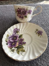 Vintage Royal Patrician Purple Pansy Flower Teacup & Saucer