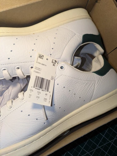 Adidas Stan Smith Flat Bianco Verde CQ2871 Sneaker Uomo Taglia 13 Pelle Premium