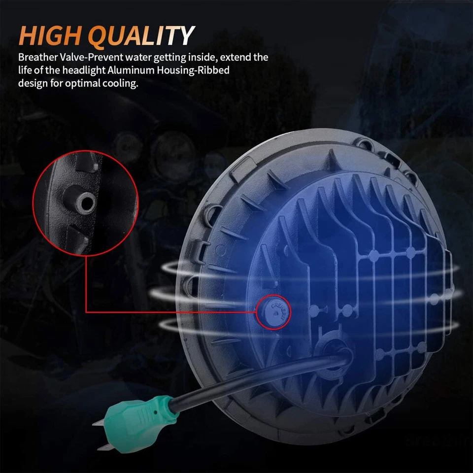 Faróis de LED redondos Hi/Lo Beam 2x para 1949-1952 Chevy Styleline Deluxe 7" polegadas - Imagem 3 de 4