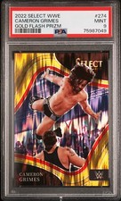 2022 Panini Select WWE #274 Cameron Grimes Gold Flash Prizm Ringside /10 PSA 9