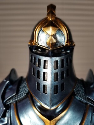 Medieval Knight Statue King's Guard Blue Knight Swordsman Armor Statue 15'' In