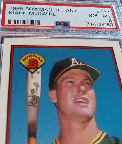 1989 BOWMAN TIFFANY #197 MARK MCGWIRE PSA 8 NM-MT Atletica Classificata RARO Originale - Foto 3 di 4
