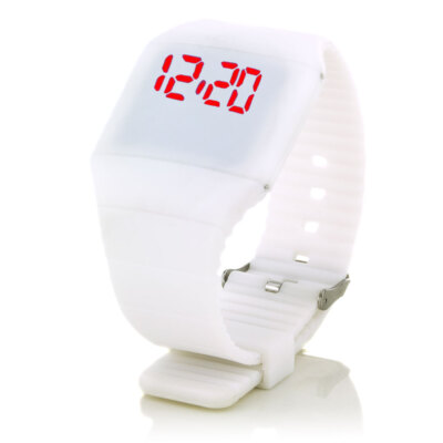 Digital Silicone LED Strap Watch Wristwatch Watch Men Women Children Sport White