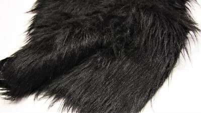 CRS FUR FABRICS LANGFLORIGER lustiger Kunstfellstoff - SCHWARZ