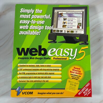 Vintage Vcom WebEasy 5 Complete Web Design Studio Professional with User Manual