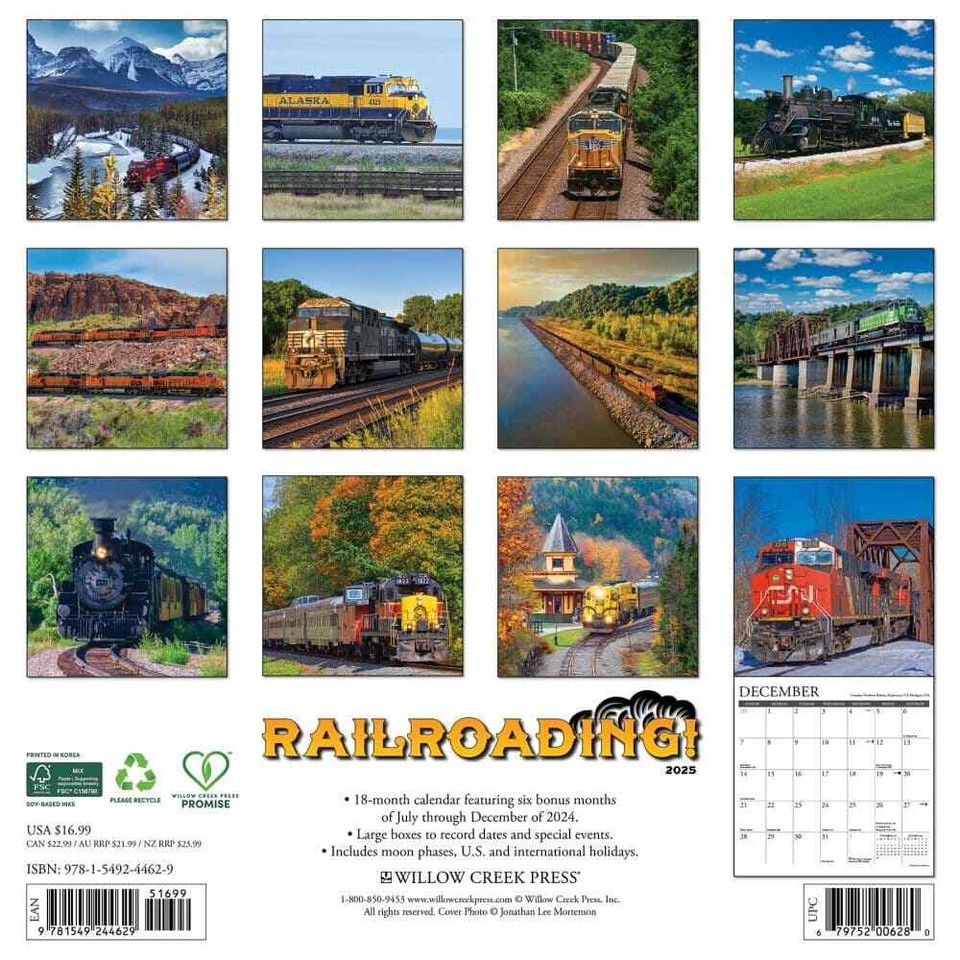 Willow Creek Press, Railroading 2025 Wall Calendar eBay