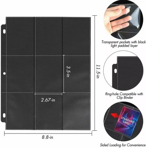 360 Card Pocket Binder 9 Pocket Single Sheet Trading Cards Elastic Album Folder - Picture 9 of 28