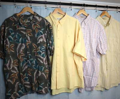 Button Shirt Lot Mens XXL Short Sleeve Bundle x4 Norm Thompson Orvis Batick Bay