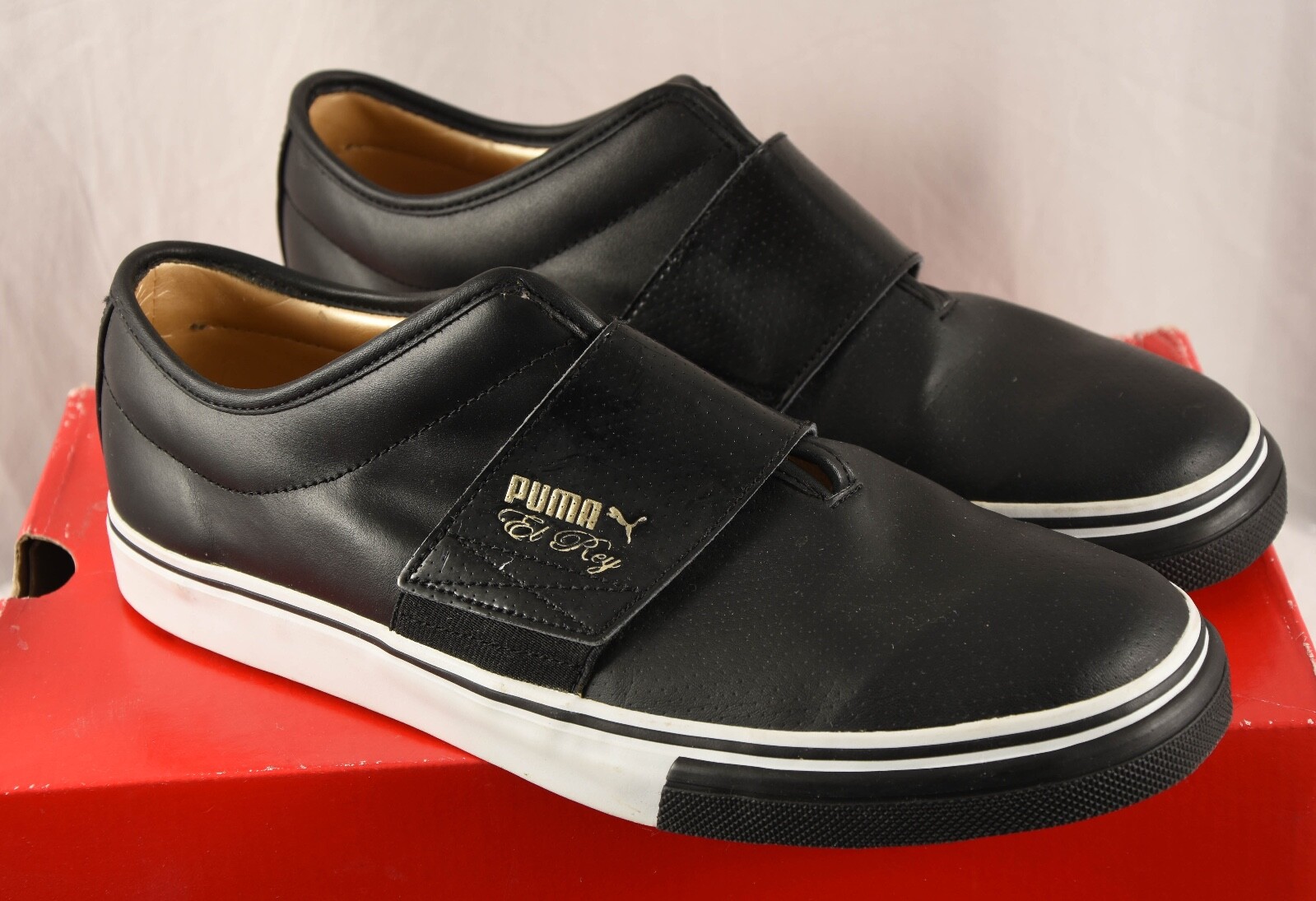 PUMA EL REY Men's Black u0026 Gold Leather Slip On Sneaker Shoes 9.5 NEW | eBay