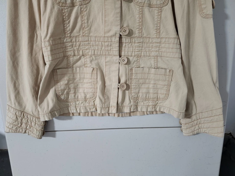 Chaqueta de tul para mujer S bombardero militar tareas de campo utilidad botón bordado espalda Foto 2 de 4