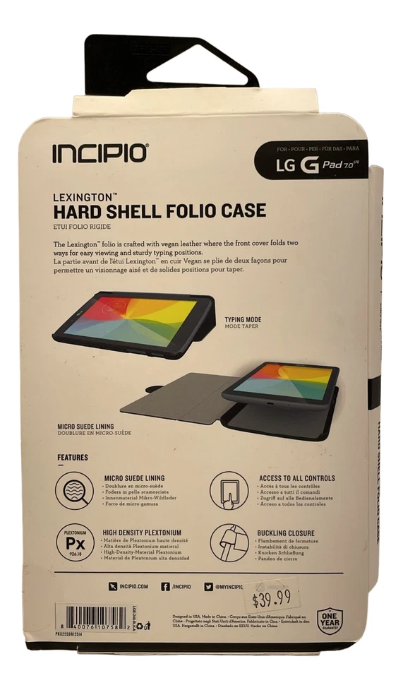 Funda rígida tipo folio Incipio Lexington para LG G Pad 7.0, negra Foto 3 de 4