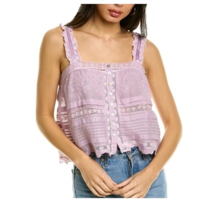 Love Shack Fancy Sully Top L 10 Women's Casual Sleeveless Lace Blouse NEW 41369