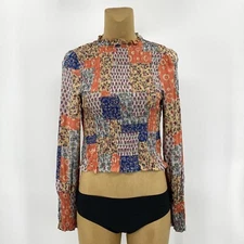 New! Gigio by Umgee Medium 8 Top Shirt Women Bandeau Cropped Long Balloon Sleeve