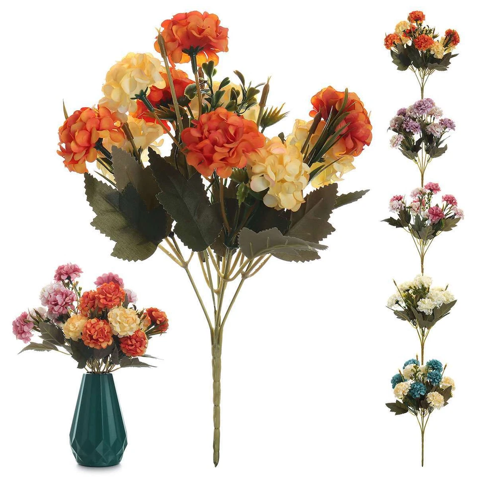 10 Heads Artificial Hydrangea Flowers Silk Bouquet Party Home Decor UV Resistant - Image 2 of 4