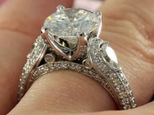 2.5Ct White Round Moissanite Engagement Wedding Ring Solid 14k White Gold Size 8