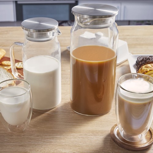 2 Liter 68 Oz Glass Pitcher With Lid And Spout Water Pitcher For Fridge Glass Ca - Picture 6 of 7
