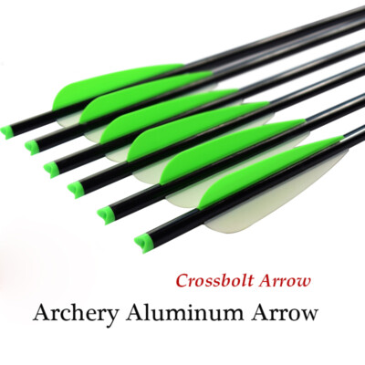 Archery Aluminum Crossbolt Arrows with Replaceable 125Grain Screw-In Points 6Pcs