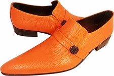 Chelsy Unique Men's Slipper Leather Orange Leather Sole 41