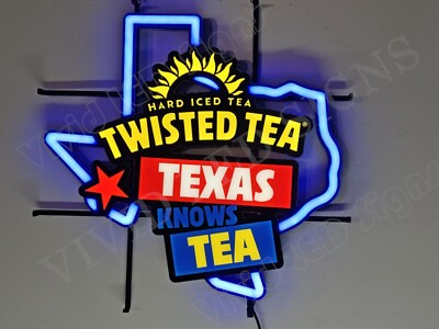 Twisted Tea Hard Iced Texas 24''x24'' Vivid LED Neon Sign Light Lamp With Dimmer