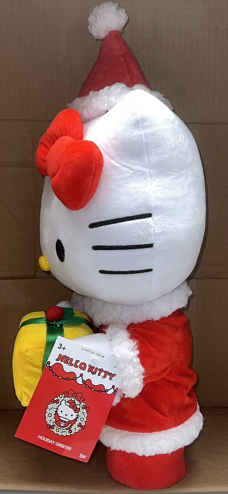 HELLO KITTY CHRISTMAS GREETER 20” MRS. CLAUS Santa Suit Holding Gift