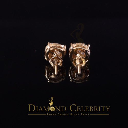 925 Silver Yellow 0.40ct VVS 'D' Moissanite Round Men's / Womens Stud Earrings - 第 6/12 張圖片