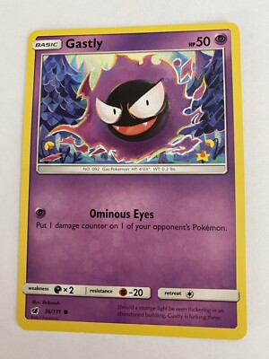 Basic Gastly Pokemon Card Ominous Eyes 2017 36/111 Gas Pokemon | eBay