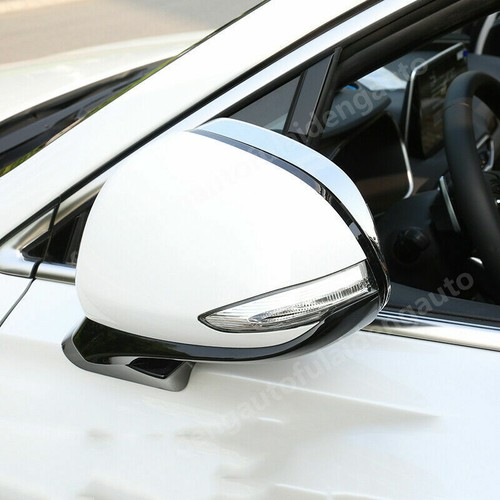 2P For hyundai santa fe 2019-2021 Chrome Rearview Mirror Rain Eyebrow Frame Trim - Picture 3 of 6