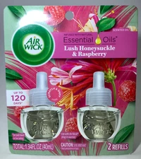 Air Wick Air Freshener Lush Honesuckle & Raspberry 2 Refills Essential Oils 40ml
