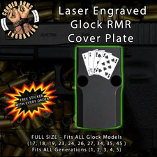 Aces & Eights - Laser Engraved RMR Cover Plate for Glock 19 17 23