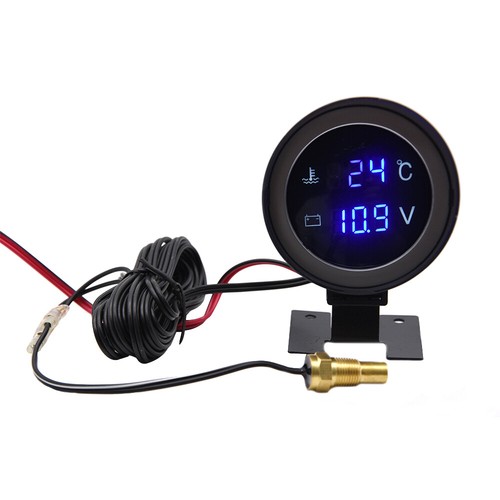Round LED Digital Car Truck Water Temp Gauge Temperature Sensor + Volt Meter - Picture 11 of 12