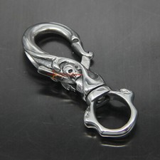 Stainless Steel Swivel Skull Clasp Carabiner Wallet Key Chain Holder FOB Clip