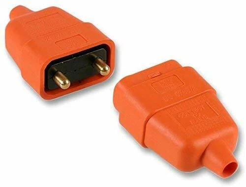 LYVIA 10 amp 2 Pin Rubber Flex Cable Connector Flymo Lawnmower Hedge Trimmer Orange