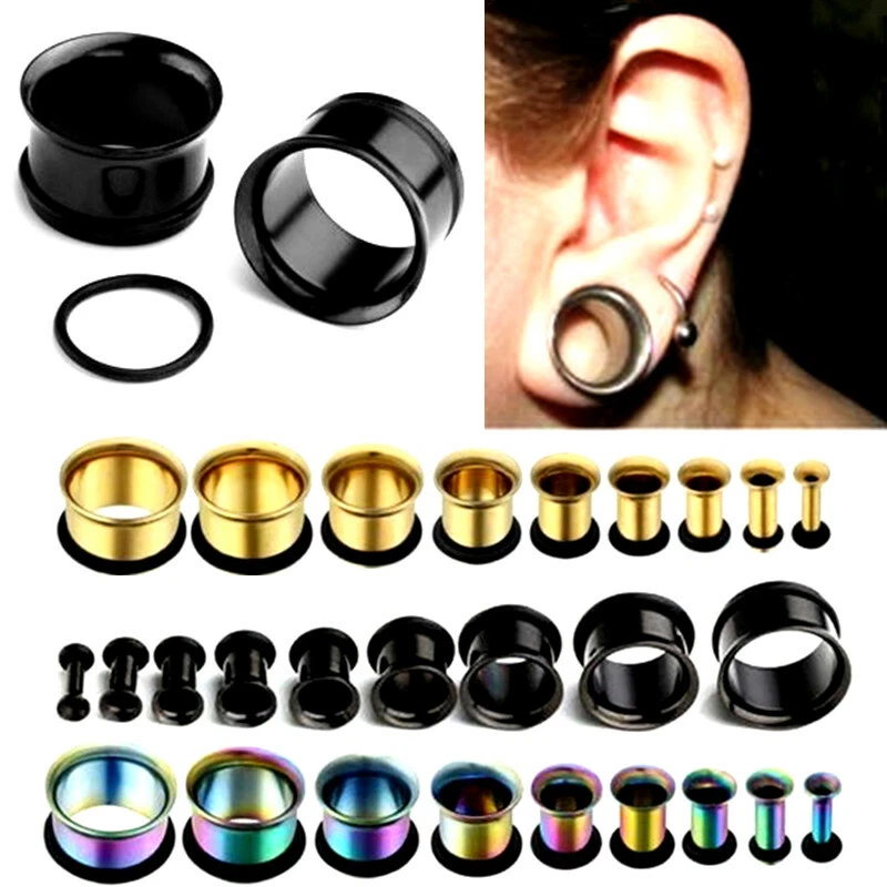 1 Pair Surgical Steel Ear Plug O Ring Hoop Flesh Tunnel Expander Gauge 3mm 14mm