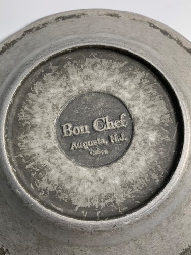 3 Vintage Bon Chef Pewter Aluminum Metal 8" Plate Augusta N.J. Salad Dessert - Picture 7 of 9