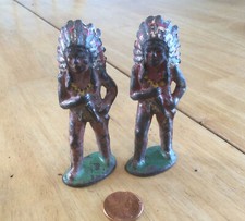 two vintage lead Indian chiefs