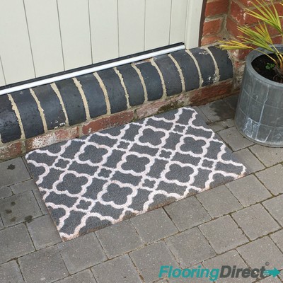 Grey Trellis Natural Coir Floor Entrance Door Mats Indoor Outdoor
