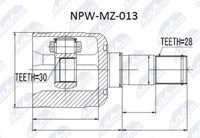 NPW-MZ-013 NTY Gelenksatz, Antriebswelle FüR Mazda
